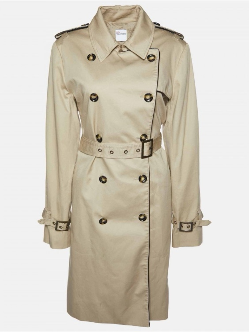 REDValentino Three-Bow Back Beige Belted Trench Coat